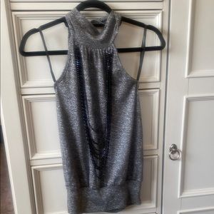 Dots Gray Ribbed Sleeveless Tank Top